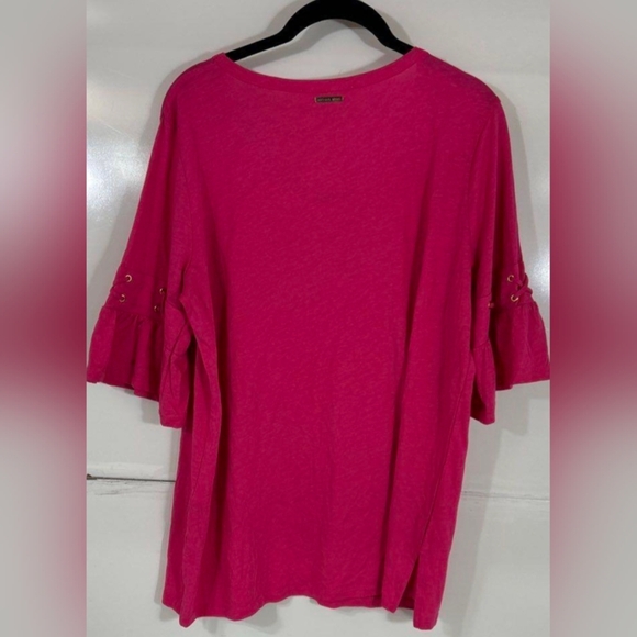 Michael Kors Ruffle Sleeve Pink Blouse Size L NWT MSRP $68 - Picture 4 of 7